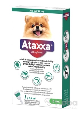 Ataxxa 200 mg/40 mg (psy do 4kg)  sol 1x0,4 ml