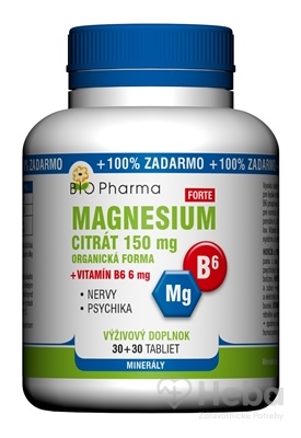 BIO Pharma Magnesium citrát 150 mg + Vitamín B6 6 mg  60 tabliet (30+30 zadarmo)