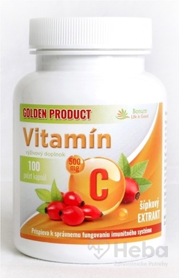Golden Product Vitamín C 500 mg + B3 + D3 + šípky  100 kapsúl