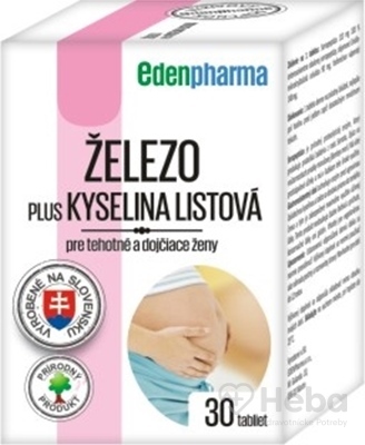 EDENPharma Železo Plus Kyselina listová pre tehotné a dojčiace ženy  30 tabliet