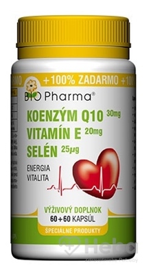 BIO Pharma Koenzým Q10 30mg+Vit.E20mg+Selén 25?g  cps 60+60 (100% ZADARMO) (120 ks)