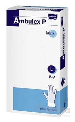Ambulex P rukavice LATEX, potiahnuté polymérom  veľ. L, nesterilné, nepúdrované 1x100 ks