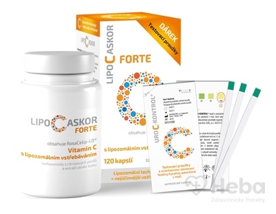Lipo C Askor Forte, vitamín C s lipozomálnym vstrebávaním  120 kapsúl + 4 testovacie prúžky
