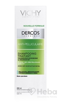 VICHY DERCOS ANTI-PELLICULAIRE Šampón  proti mastným lupinám, normálne vlasy (M0363600) 1x200 ml