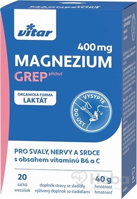 Vitar Magnézium 400 mg + vitamíny B6 a C  20 vrecúšok grep