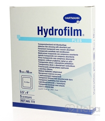 Hydrofilm Plus  sterilný transparentný obväz s vankúšikom (9x10 cm) 1x5 ks
