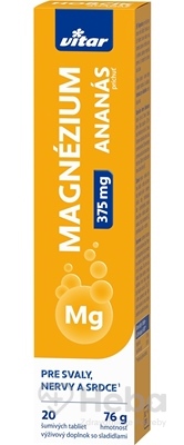 Vitar Magnézium 375 mg  20 šumivých tabliet ananás