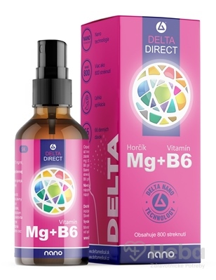 DELTA DIRECT Mg + B6  sprej, nano (66 denných dávok) 1x100 ml