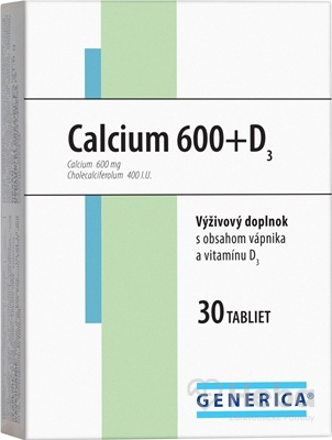 GENERICA Calcium 600 + vitamín D3  30 tabliet