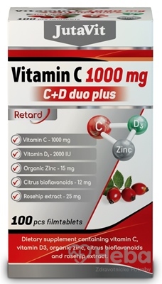 JutaVit Vitamín C 1000 mg + D3 2000 IU duo plus  100 tabliet