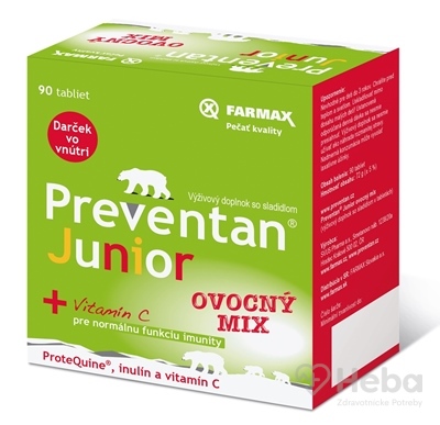 Farmax Preventan Junior + Vitamín C  90 tabliet ovocný mix