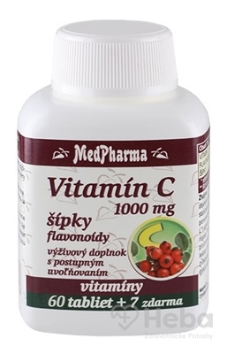 MedPharma Vitamín C 1000 mg so šípkami  67 tabliet s postupným uvoľňovaním (60+7 zadarmo)