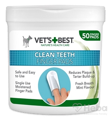 Vet´s Best Clean Teath Finger Pads  čistiaca utierka - náprstok na zuby pre psy 1x50 ks