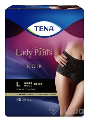 TENA Lady Pants Plus Noir L  čierne dámske naťahovacie inkontinenčné nohavičky 1x8 ks