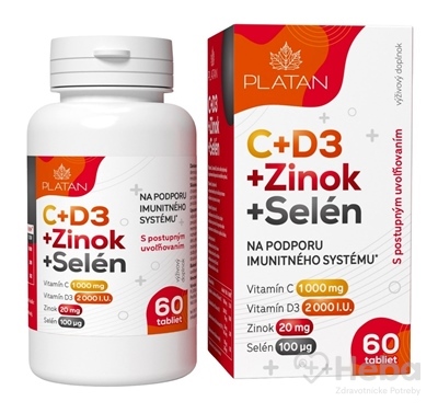 Platan Vitamín C + D3 + Zinok + Selén  60 tabliet