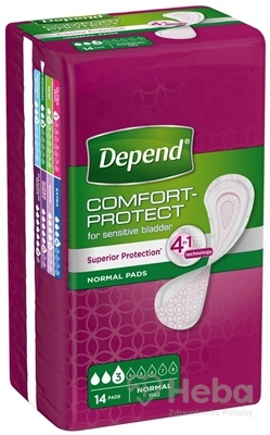 Depend Normal  inkontinenčné vložky pre ženy, 9x25 cm, savosť 250 ml, 1x14 ks