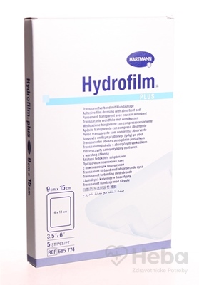 Hydrofilm Plus  sterilný transparentný obväz s vankúšikom (9x15 cm) 1x5 ks