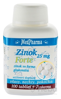 MedPharma Zinok glukonát 15 mg Forte  107 tabliet (100+7 zadarmo)