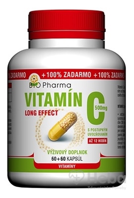 BIO Pharma Vitamín C 500mg Long Effect  120 kapsúl (60+60 zadarmo)