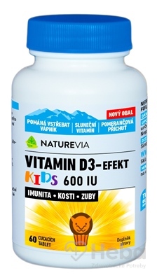 Swiss Naturevia Vitamin D3-efekt Kids 600 I.u.  cmúľacie pastilky s pomarančovou príchuťou 1x60 ks