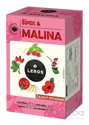 Leros Čajová Chvíľka Šípka & Malina  ovocný čaj aromatizovaný, nálevové vrecká 20x2 g (40 g)