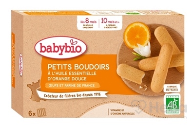 BABYBIO Bio piškóty s esenciálnym olejom zo sladkého pomaranča 120 g