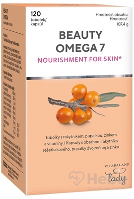 Vitabalans Beauty Omega-7  cps s rakytníkom, pupalkou a zinkom 1x120 ks