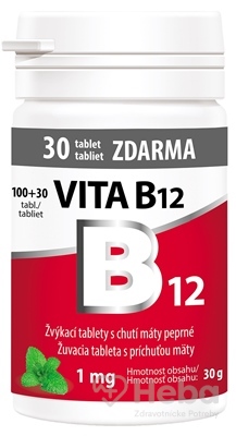 Vitabalans Vita B12 1 mg  130 žuvacích tabliet mäta (100+30 zadarmo)
