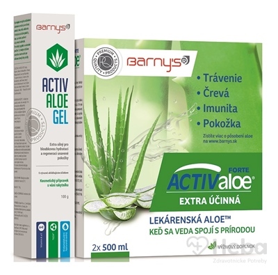 Barny's ACTIValoe Forte + ACTIV Aloe upokojujúci gél  2x500 ml šťava + 100 g gél na pokožku