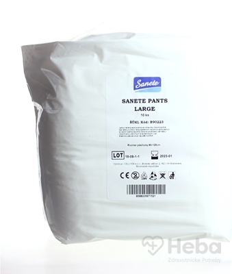 Sanete Pants - Nohavičky plienkové inkontinenčné  Large, savosť 1260 ml, obvod pása 90-125 cm, 1x10 ks