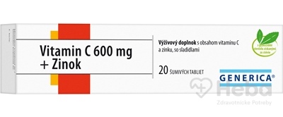 GENERICA Vitamín C 600 mg + Zinok  20 šumivých tabliet