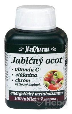 MedPharma Jablčný ocot + Vitamín C + Vláknina + Chróm  107 tabliet (100+7 zadarmo)