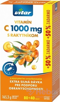 Revital Premium Vitamín C 1000 mg s rakytníkom  120 tabliet s postupným uvoľňovaním (80+40 zadarmo)