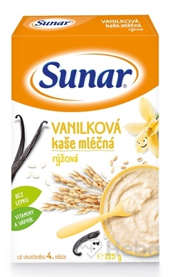 Sunar VANILKOVÁ KAŠA mliečna ryžová  (od ukonč. 4. mesiaca) 1x225 g