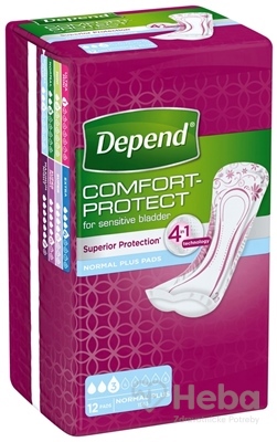 Depend Normal Plus  inkontinenčné vložky pre ženy, 10x28 cm, savosť 365 ml, 1x12 ks