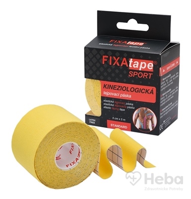 FIXAtape tejpovacia páska SPORT  kinesiologická, elastická, žltá 5cm x 5m, 1x1 ks