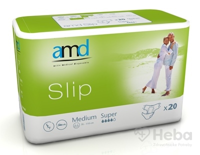 amd Slip Super Medium  inkontinenčné plienky, obvod bokov 70 - 110 cm, nasiakavosť 2600 ml, 1x20 ks