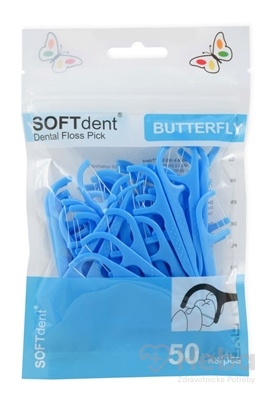Dentálne špáradlá s niťou SOFTdent Butterfly  v uzatvárateľnom obale 1x50 ks