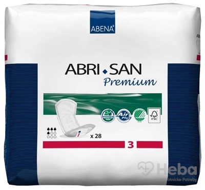 ABENA ABRI SAN Premium 3  inkontinenčné vložky, priedušné, 11x33 cm, savosť 500 ml 1x28 ks