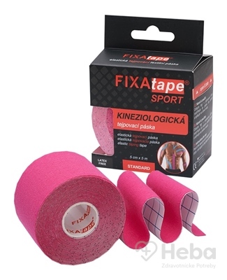 FIXAtape tejpovacia páska SPORT  kinesiologická, elastická, ružová, 5cm x 5m, 1x1 ks