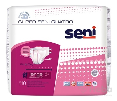 Seni SUPER SENI QUATRO large 3  plienkové nohavičky (pás 100-150 cm) 1x10 ks