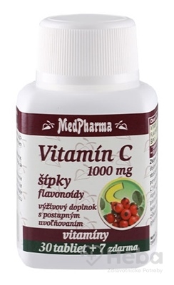 MedPharma Vitamín C 1000 mg so šípkami  37 tabliet s postupným uvoľňovaním (30+7 zadarmo)