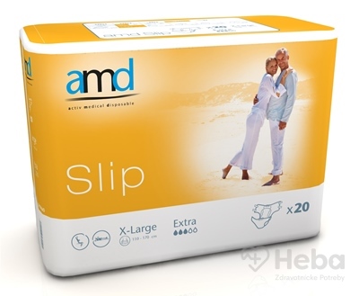 amd Slip Extra X-Large  inkontinenčné plienky, obvod bokov 110 - 170 cm, nasiakavosť 3200 ml, 1x20 ks