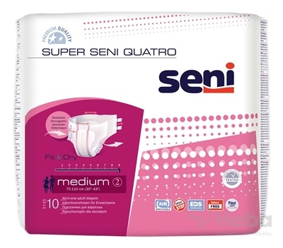 Seni SUPER SENI QUATRO medium 2  plienkové nohavičky (pás 75-110 cm) 1x10 ks