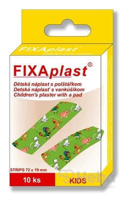 FIXAplast KIDS Detská náplasť strip  s vankúšikom 72x19 mm, 1x10 ks