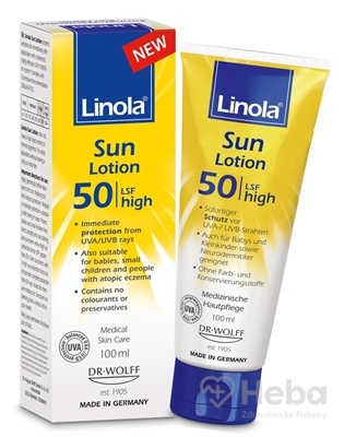 Linola Sun mlieko na opaľovanie na citlivú pokožku SPF50  100 ml opaľovacie mlieko