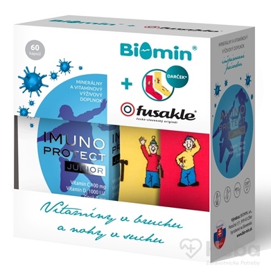 Biomin Imuno Protect Junior + darček  60 kapsúl + detské ponožky Fusakle