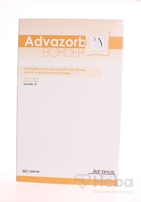 Advazorb Border  krytie na rany samopriľnavé atraumatické10x20 cm 1x10 ks