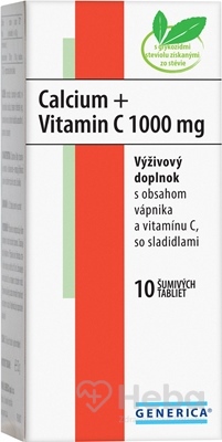 GENERICA Calcium + vitamín C 1 000 mg  10 šumivých tabliet