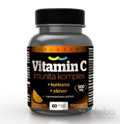 Salutem Vitamín C 500 mg Imunita Komplex s kurkumou a zázvorom  60 cmúľacích tabliet pomaranč